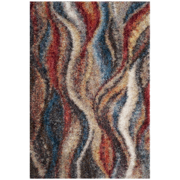 Ebern Designs Delma Performance Rust/Blue/Beige Rug & Reviews Wayfair
